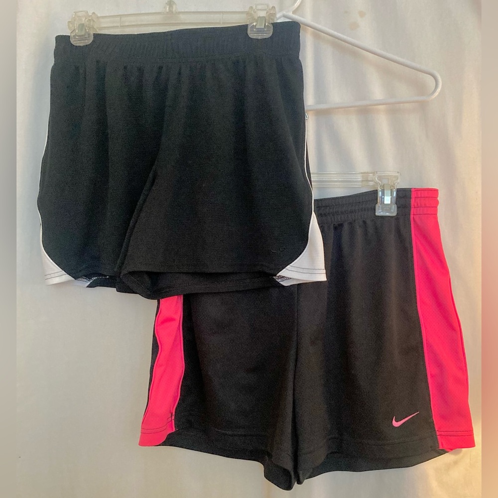 2 Pair Nike & Champion Activewear Polyester Elastic Waist Shorts Size M